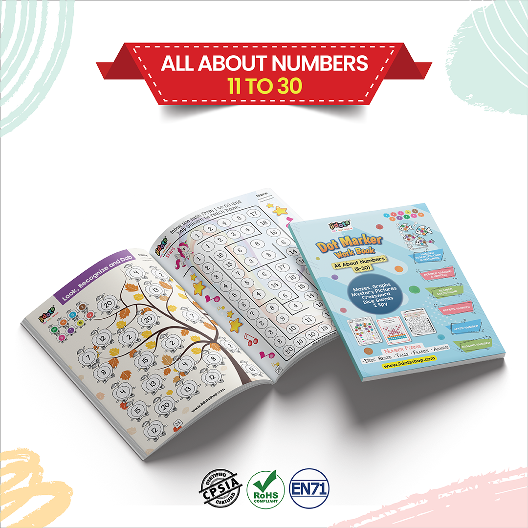 Dot Marker Work Books (ABC, Pre Numbers, All About Numbers & I Spy Book)