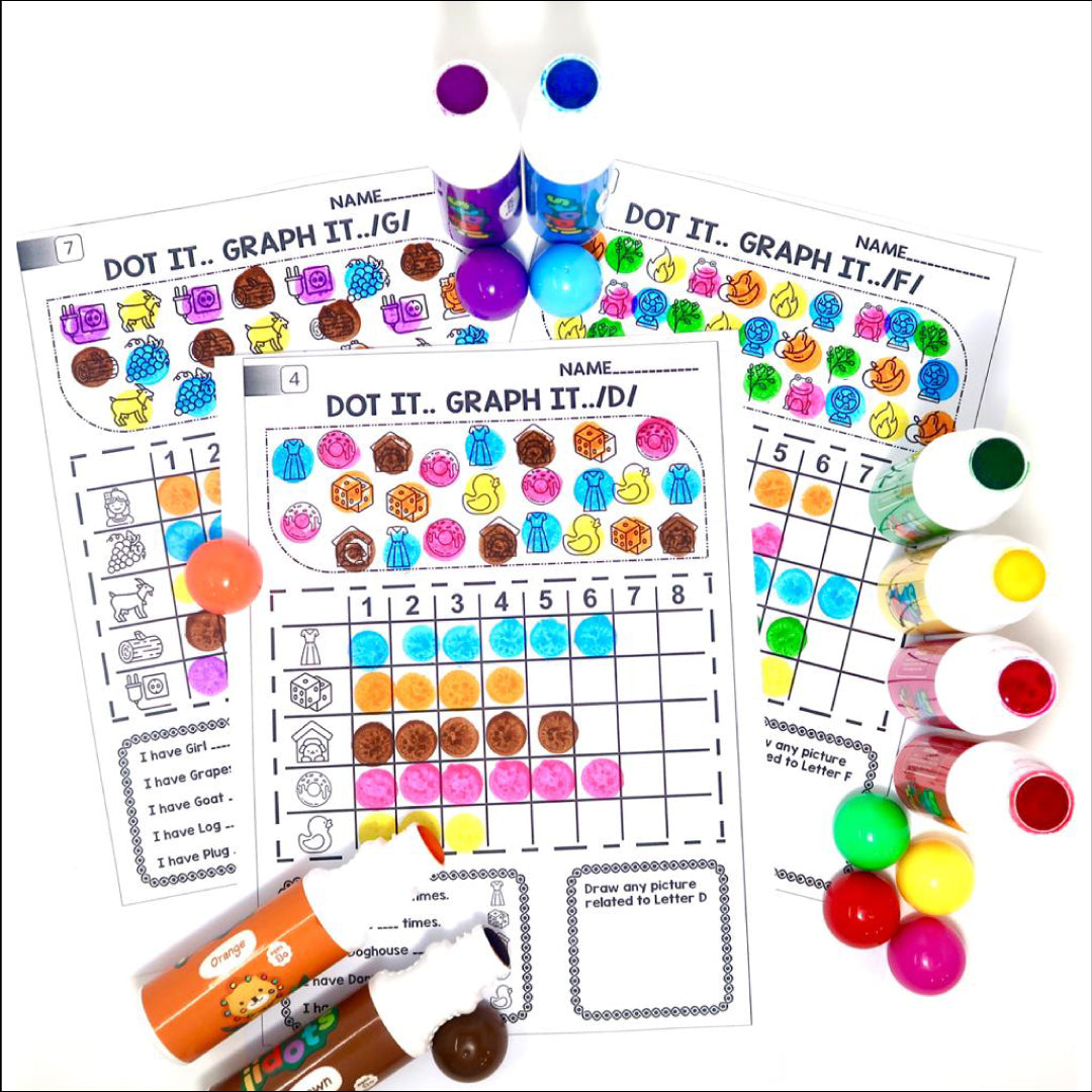 Rainbow Dot Markers – Set of 8 Colours With Printed 40 Worksheets